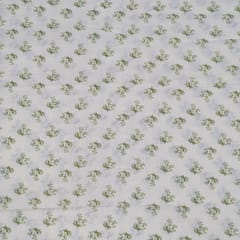Green and White Color Cambric Cotton Printed Fabric Set (5 Mtr.)