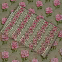 Green Color Cambric Cotton Printed Fabric Set (5 Mtr.)