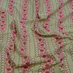 Green Color Cambric Cotton Printed Fabric