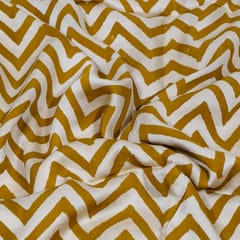 Mustard Color Modal Satin Printed Fabric