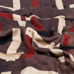 Brown Color Modal Satin Printed Fabric