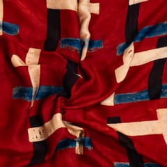 Maroon Color Modal Satin Printed Fabric