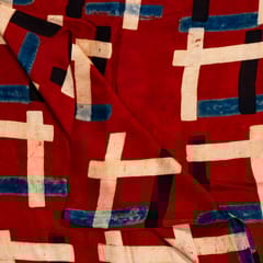Maroon Color Modal Satin Printed Fabric
