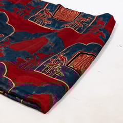 Maroon Color Modal Satin Printed Fabric