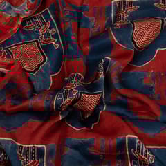 Maroon Color Modal Satin Printed Fabric