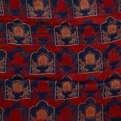 Maroon Color Modal Satin Printed Fabric