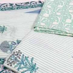Sky Blue Color Cambric Cotton Printed Suit Set with Cotton Dupatta