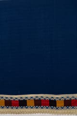 Blue Color Cotton Chikan Embroidered Fabric