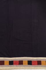 Black Color Cotton Chikan Embroidered Fabric