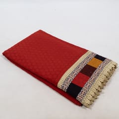 Maroon Color Cotton Chikan Embroidered Fabric