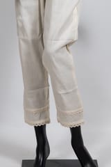Cream Color Kora Cotton Chikankari Embroidered Shirt with Kora Cotton Pant Co-ord Set
