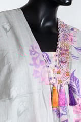 Grey Color Cotton Print with Embroidered Shirt with Cotton Embroidered Pant and Cotton Printed Dupatta
