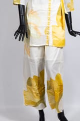 Cream Color Cotton Print with Embroidered Shirt with Cotton Printed Pant Co-ord Set