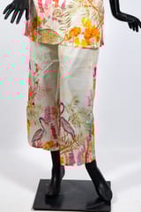 Orange Color Cotton Print with Embroidered Shirt with Cotton Printed Pant Co-ord Set