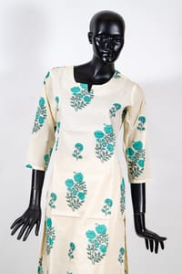 Cream Color Cotton Printed Kurti