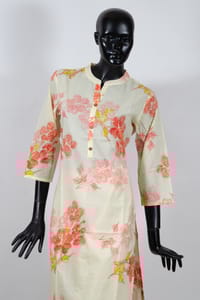Lemon Color Cotton Printed Kurti