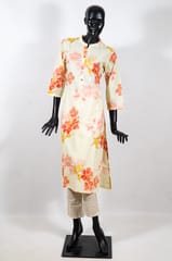 Lemon Color Cotton Printed Kurti