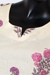 Cream Color Cotton Printed Kurti
