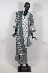 Grey Color Cotton Print with Embroidered Shirt with Cotton Printed Pant and Cotton Printed Dupatta