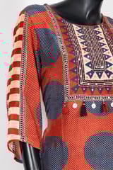 Maroon Color Muslin Print with Embroidered Shirt with Muslin Printed Palazzo