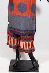 Maroon Color Muslin Print with Embroidered Shirt with Muslin Printed Palazzo