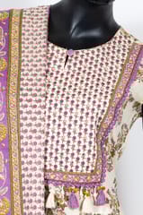 Cream Color Kora Cotton Print with Embroidered Shirt with Cotton Printed Palazzo and Cotton Printed Dupatta