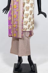 Cream Color Kora Cotton Print with Embroidered Shirt with Cotton Printed Palazzo and Cotton Printed Dupatta