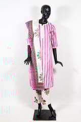 Pink Color Cotton Print with Embroidered Shirt with Cotton Printed Pant and Cotton Printed Dupatta