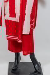 Red Color Cotton Print with Embroidered Shirt with Cotton Pant and Cotton Printed Dupatta