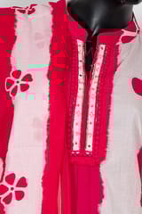 Pink Color Cotton Print with Embroidered Shirt with Cotton Pant and Cotton Printed Dupatta