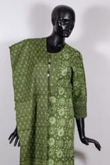Green Color Cotton Print with Lace Work Shirt with Cotton Pant and Cotton Printed Dupatta