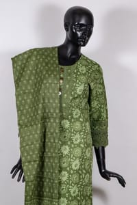 Green Color Cotton Print with Lace Work Shirt with Cotton Pant and Cotton Printed Dupatta
