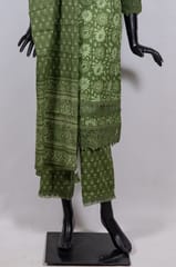 Green Color Cotton Print with Lace Work Shirt with Cotton Pant and Cotton Printed Dupatta