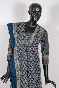 Navy Blue Color Cotton Printed Shirt with Cotton Printed Palazzo and Cotton Printed Dupatta