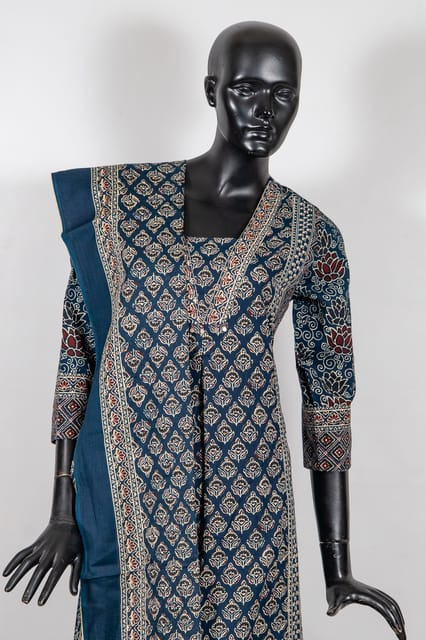 Navy Blue Color Cotton Printed Shirt with Cotton Printed Palazzo and Cotton Printed Dupatta