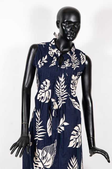 Navy Blue Color Cotton Printed Shirt with Cotton Printed Pant