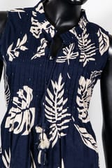 Navy Blue Color Cotton Printed Shirt with Cotton Printed Pant