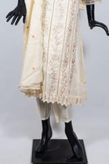 Cream Color Kora Cotton Embroidered Shirt with Kora Cotton Pant and Mal Cotton Embroidered Dupatta