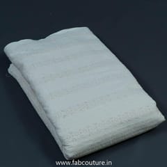 Off White Dyeable Cotton Chikan Embroidered Fabric (80cm Piece)