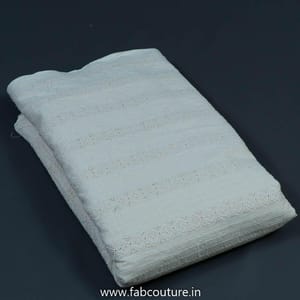 Off White Dyeable Cotton Chikan Embroidered Fabric (80cm Piece)