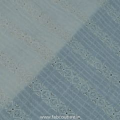 Off White Dyeable Cotton Chikan Embroidered Fabric (80cm Piece)