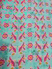 Sea Green Chanderi silk printed fabric