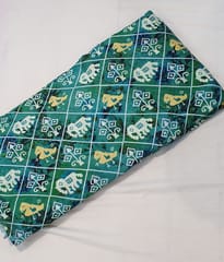 Green colour Chanderi silk printed fabric