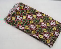 Green Color Chanderi silk printed fabric