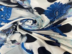 Imported Georgette White Blue Floral