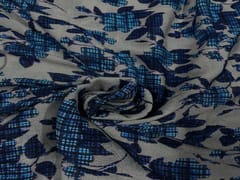 Georgette Dark Grey Blue Abstract