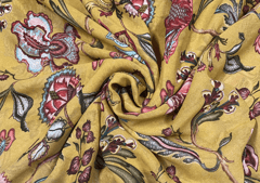 Georgette Mustard MultiColour Floral