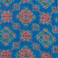 Firozi Colour Georgette Print With Embroidered Fabric