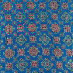 Firozi Colour Georgette Print With Embroidered Fabric