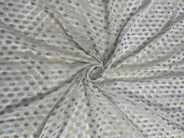 White Colour Floral Dyeable Viscose Embroidered Georgette Fabric